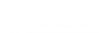 PETA approved logo in white.